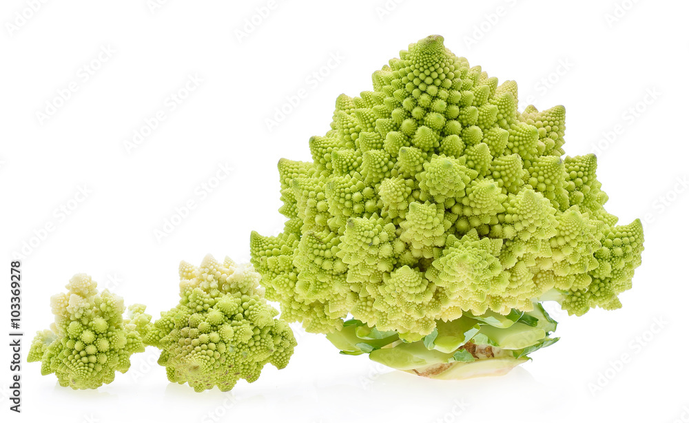 Green Romanesco Cauliflower (or Romanesco broccoli cabbage) on a Green Romanesco Cauliflower (or Romanesco broccoli cabbage) on a