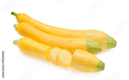 yellow zucchini squash on white background