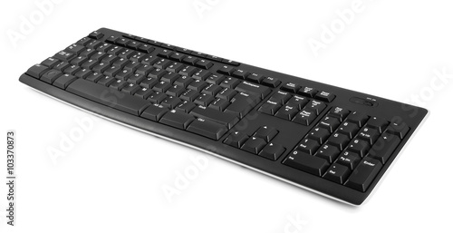 Wireless computer keyboard on white background photo
