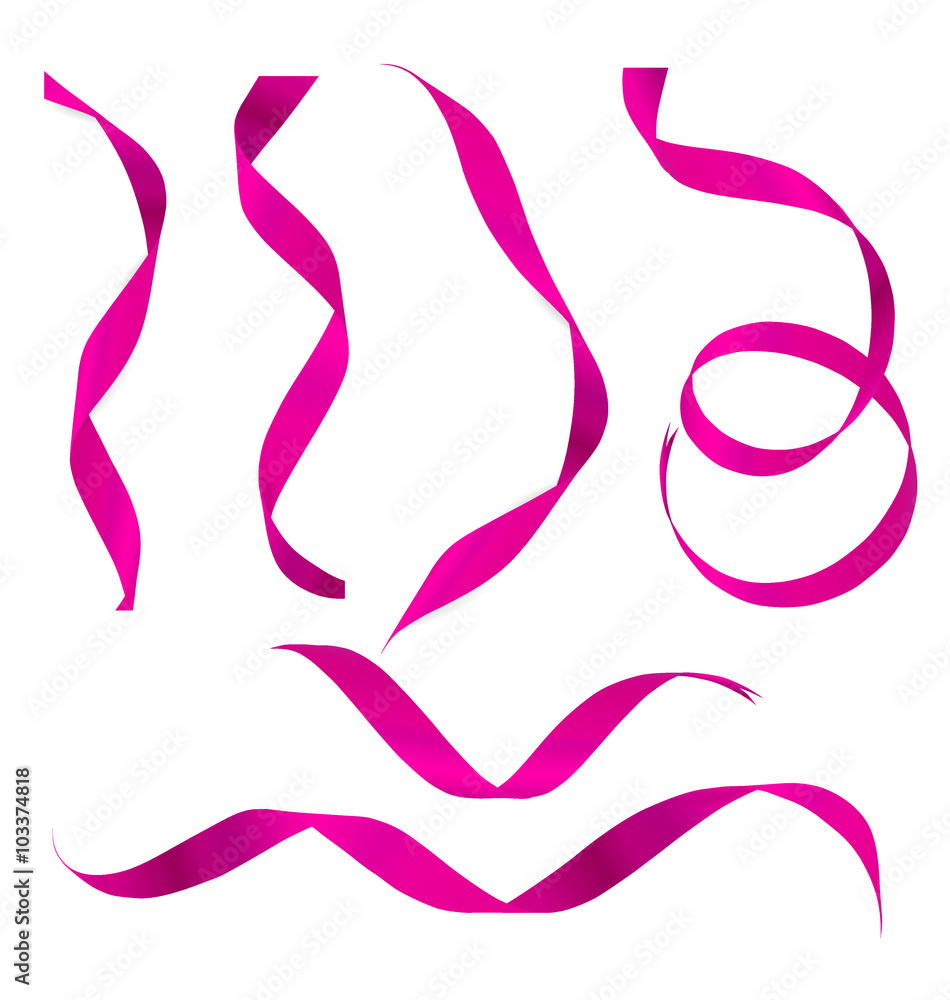 Shiny pink ribbon on white background. Vector illustration. Shiny pink ribbon on white background. Vector illustration.