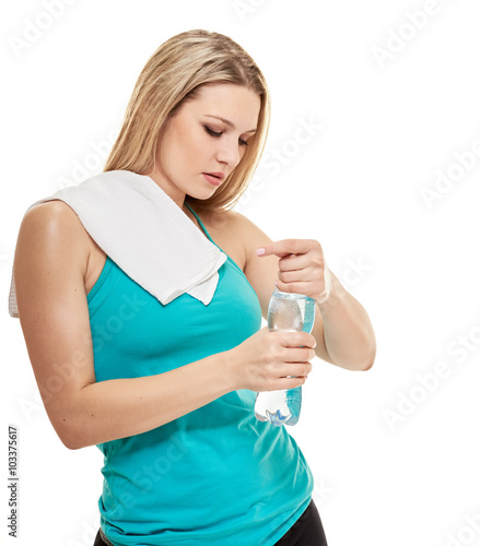 opening a bottle of water woman