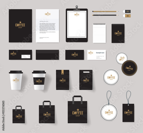 corporate branding identity mock up template for coffee shop and restaurant. badge coffee logo