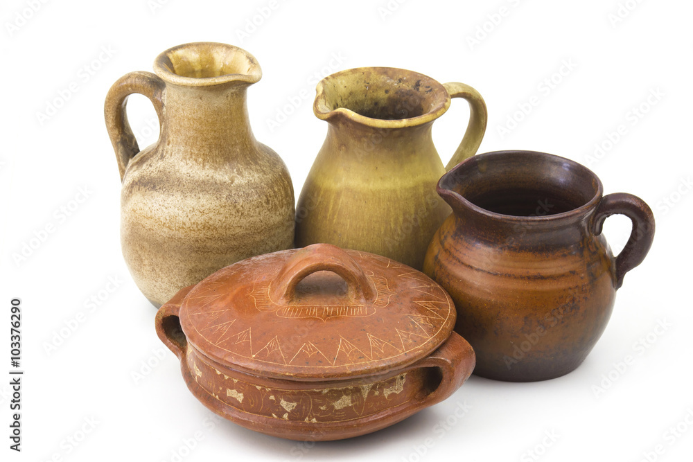 Clay pots, old ceramic vases