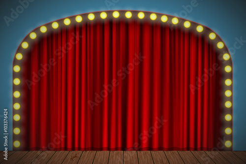 Stage with red curtain