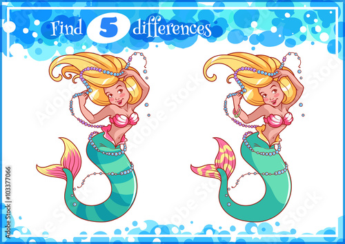 Educational game for preschool kids, find the differences.