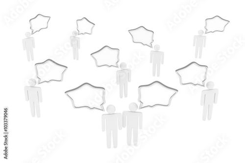 people with talk bubbles isolated over a white background