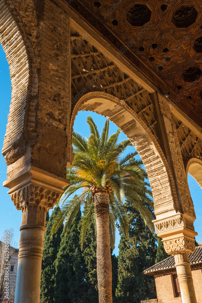 Detail of an arch in the Alhambra. Granada. Spain