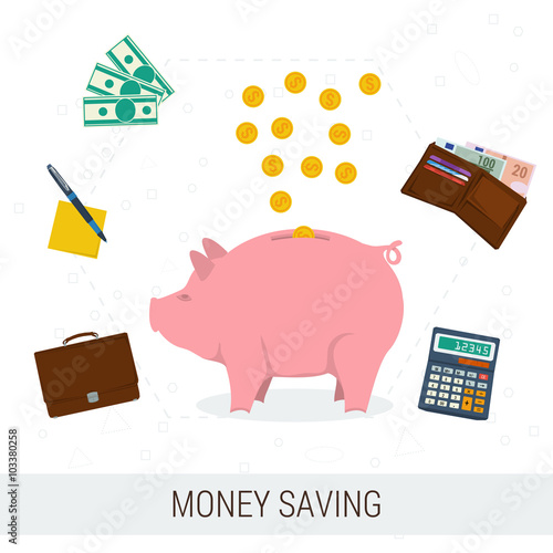 Concept money saving flat illustration