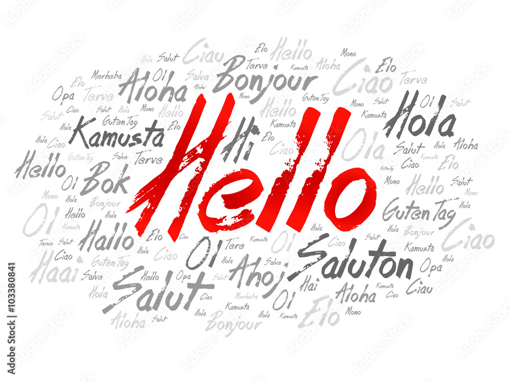 Hello word cloud in different languages of the world, background concept