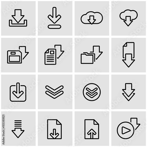 Vector line download icon set