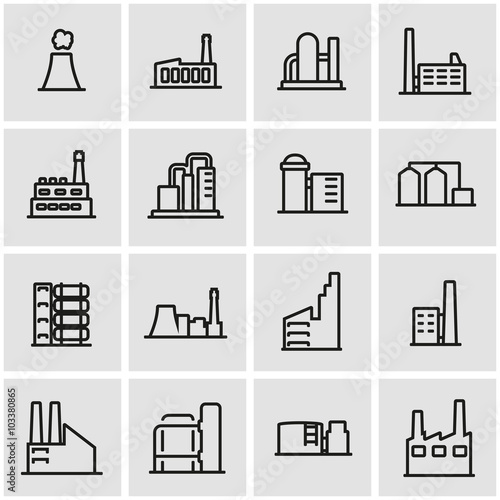 Vector line factory icon set