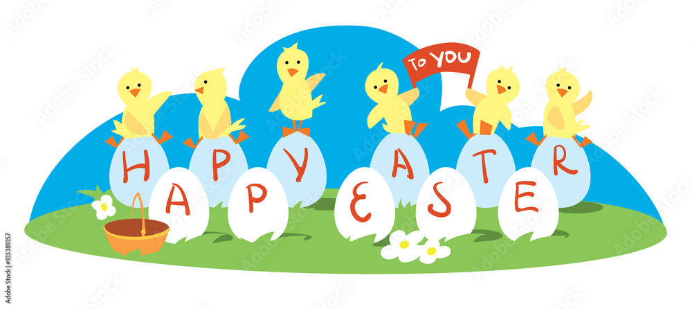 Fototapeta premium Happy Easter. Easter egg, easter background. Set of Easter egg icon. Easter egg with animals. Raster illustration.