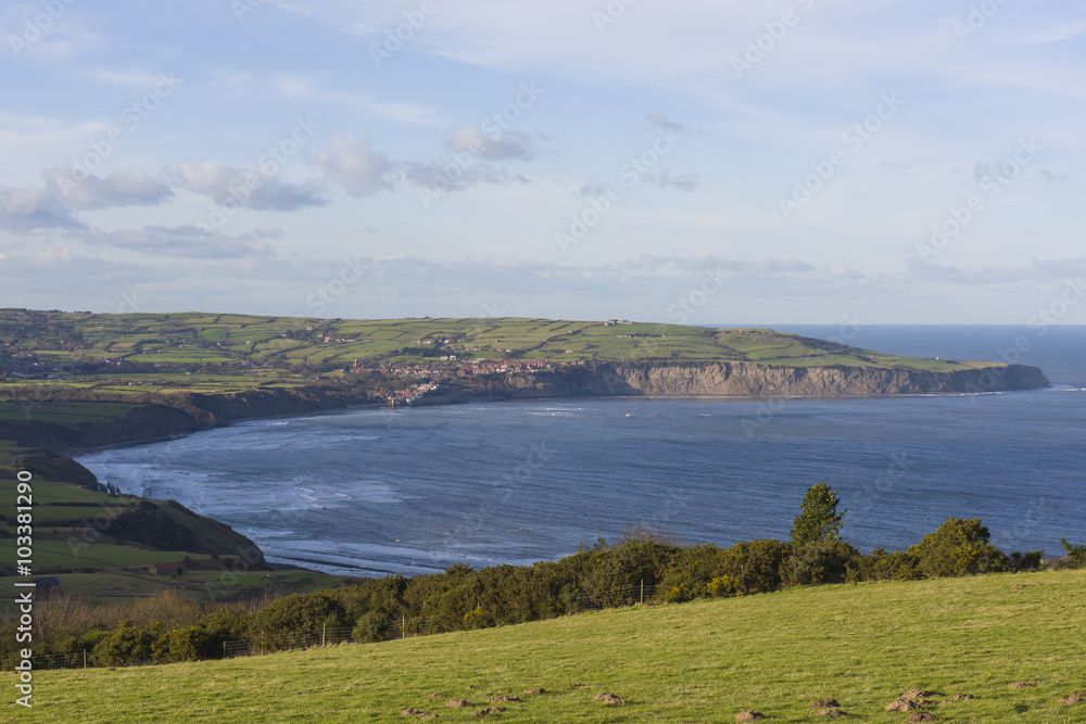 View across a english countryside rural coastal bay