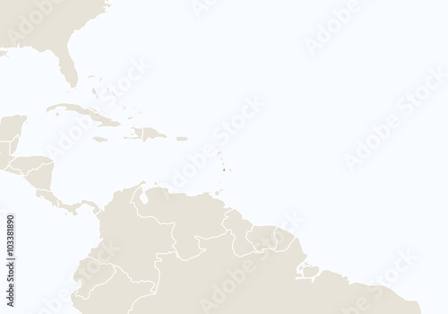 South America with highlighted Saint Lucia map.