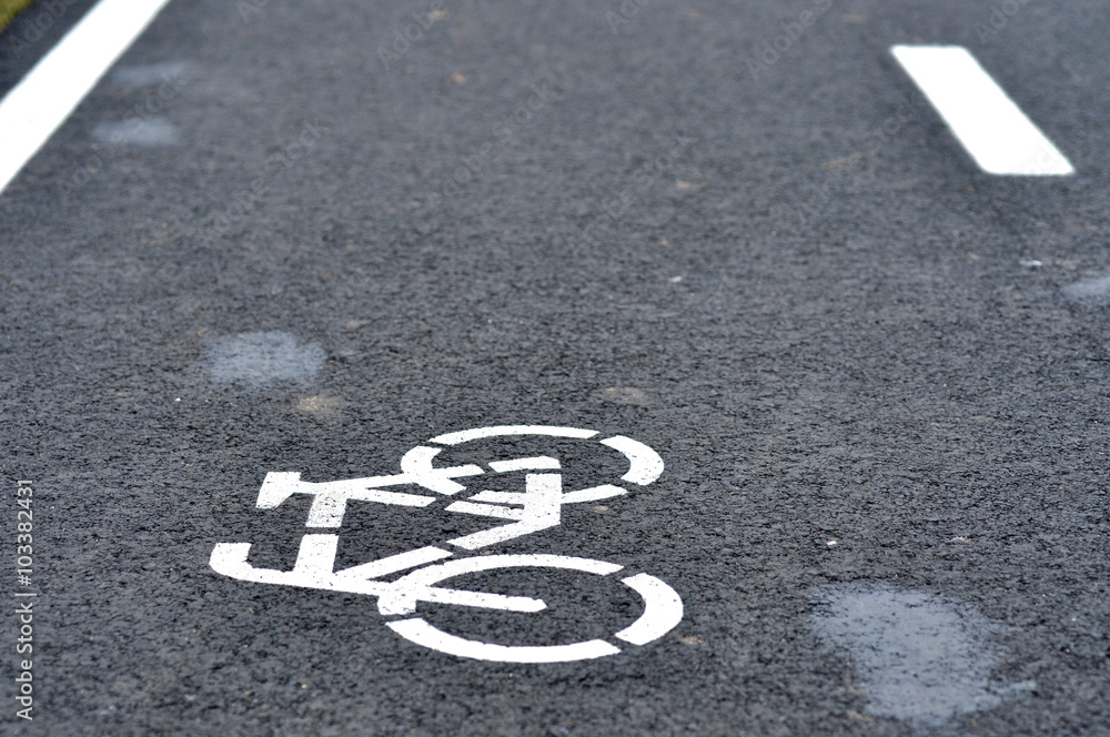 Fototapeta premium Bicycle road sign, bike lane