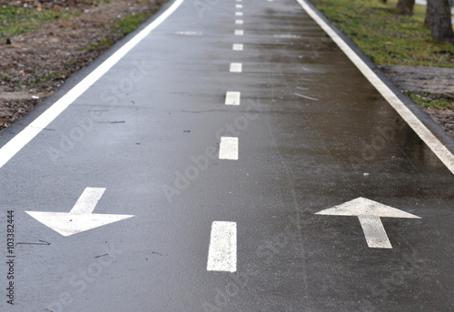 Bicycle road sign, bike lane