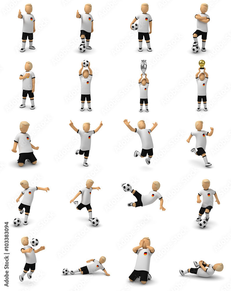 Deutsche Fußballer, große Sammlung, 20 verschiedene Posen mit dem Ball und Pokal Deutsche Fußballer, große Sammlung, 20 verschiedene Posen mit dem Ball und Pokal