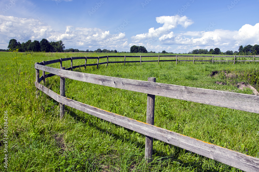 Pasture with a wooden fence