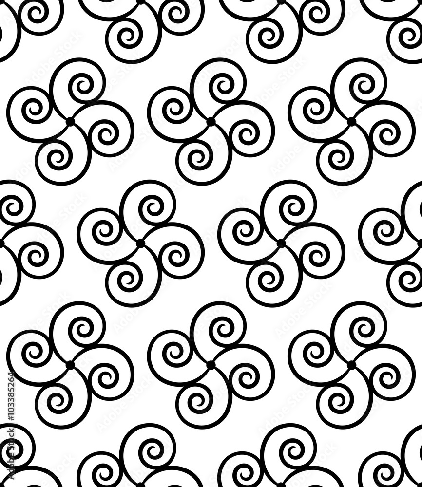 Vector modern seamless geometry pattern spirals, black and white abstract geometric background, pillow print, monochrome retro texture, hipster fashion design Vector modern seamless geometry pattern spirals, black and white abstract geometric background, pillow print, monochrome retro texture, hipster fashion design