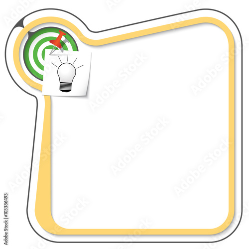 Yellow frame for your text with the tack, target and bulb