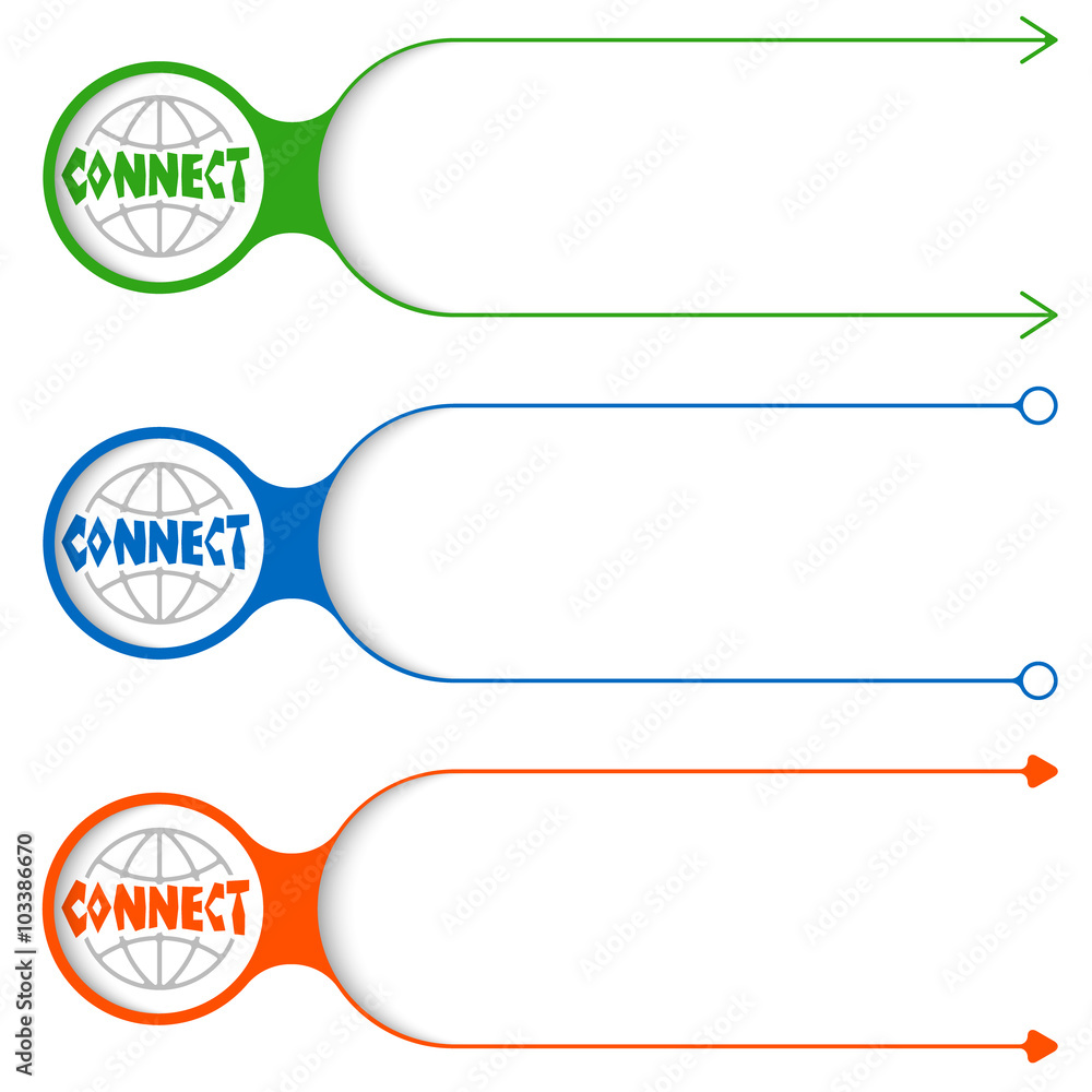 Three vector frames for your text and globe icon Three vector frames for your text and globe icon