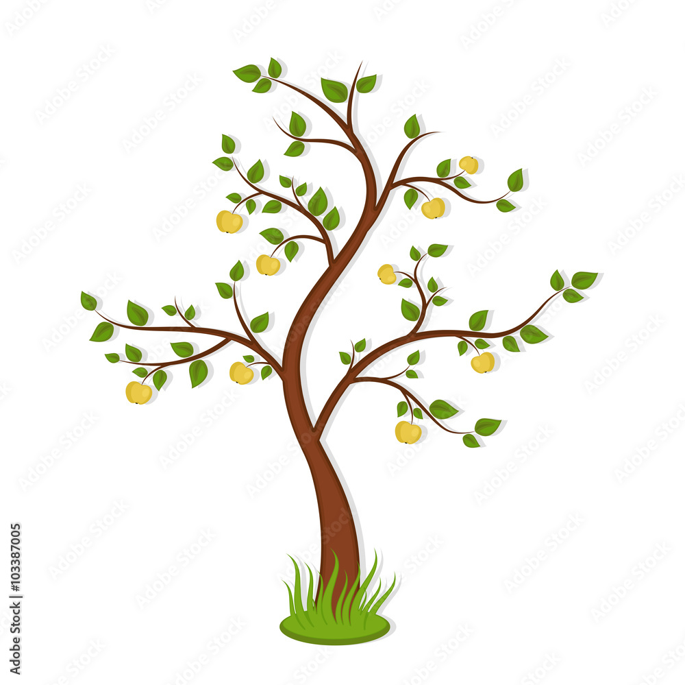 Apple tree with yellow fruits Apple tree with yellow fruits