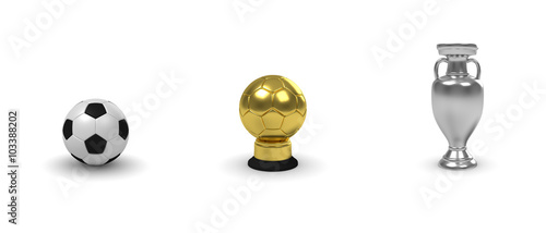 3 Fußball Artikel - Ball, Pokal, Pokal EM 2016