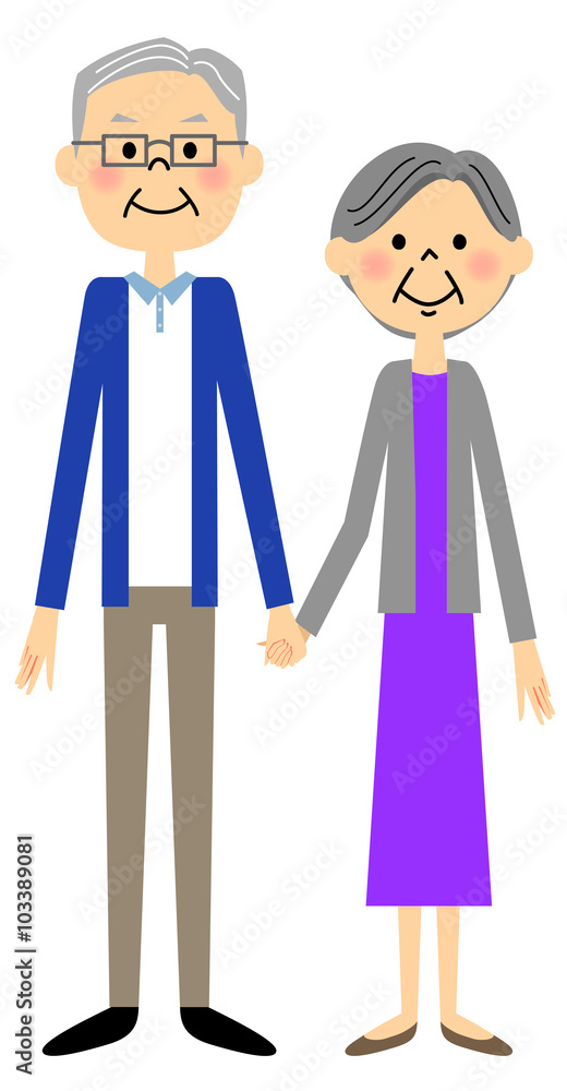手をつなぐ老夫婦