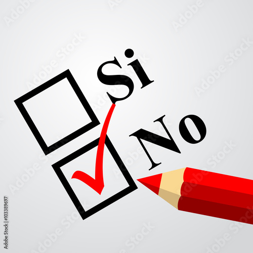 Icono plano elegir no en español.