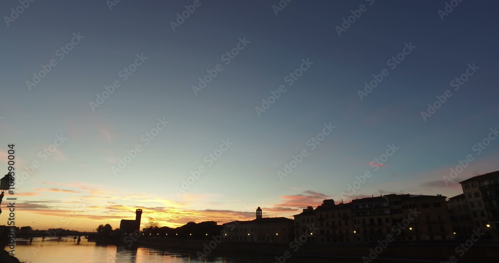 4k Sunset over the River with a Silhouette of the city 4k Sunset over the River with a Silhouette of the city
