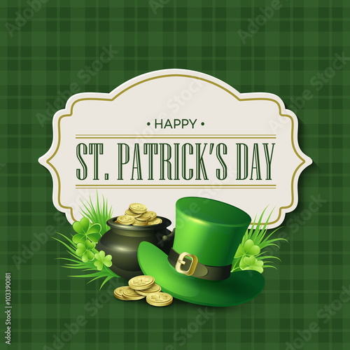 St. Patricks Day vintage holiday badge design. Vector illustration photo