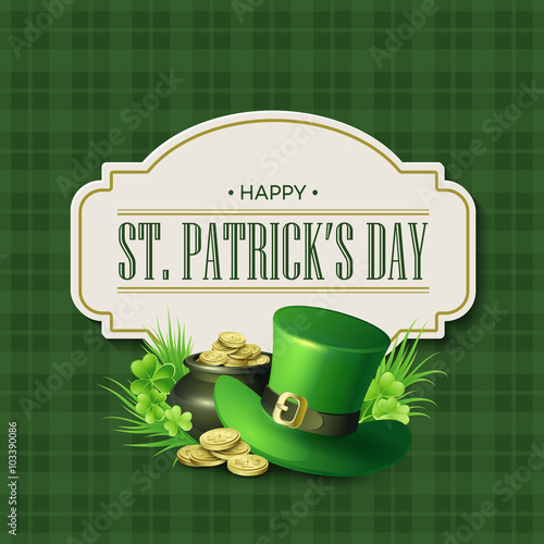 St. Patricks Day vintage holiday badge design. Vector illustration