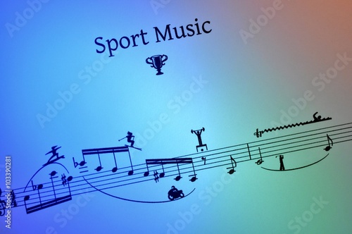 Sportifs sur une partition musicale en diagonale