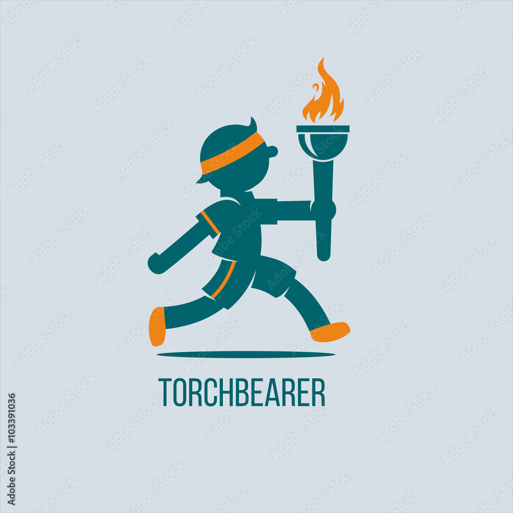 Athlete with the torch. The athlete runs with the Olympic flame. Athlete with the torch. The athlete runs with the Olympic flame.