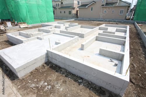 Schilderij op canvas 住宅　木造住宅　基礎工事　施工例