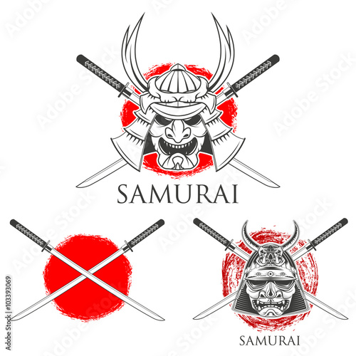 Samurai Mask. Vector design elements