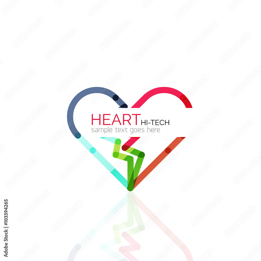 Logo love heart, abstract linear geometric business icon Logo love heart, abstract linear geometric business icon