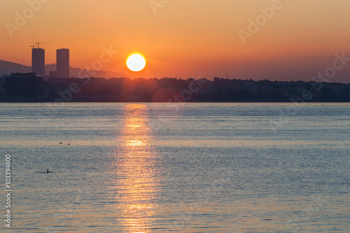 Turkey, Istanbul dawn sun on the Sea of Marmara.