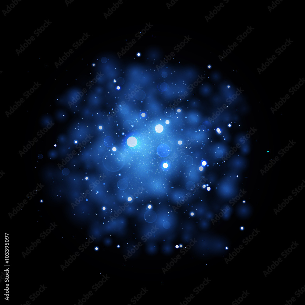 Fototapeta premium Blue glitter particles background effect. Sparkling vector