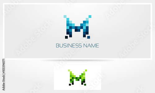 Letter M Pixel Eroded Logo