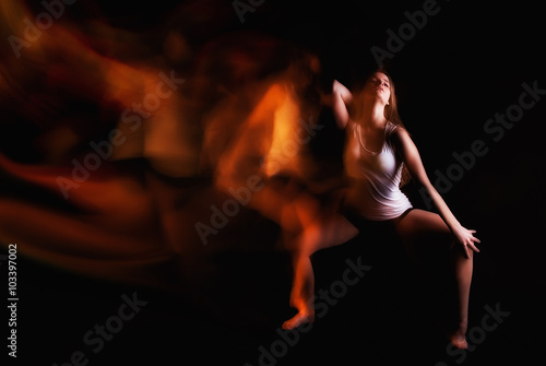 Photography beautiful ballet dancer posing on black studio background