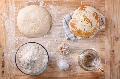 Bread and basic ingredients photo