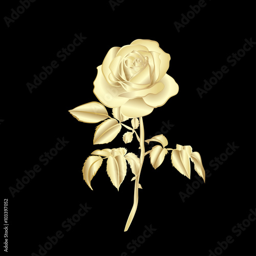 Golden silhouette of rose