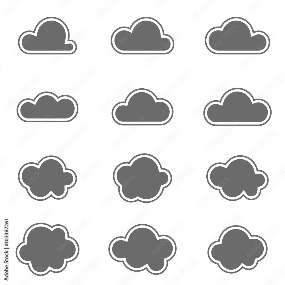 Set of simple vector icons - a clouds Set of simple vector icons - a clouds