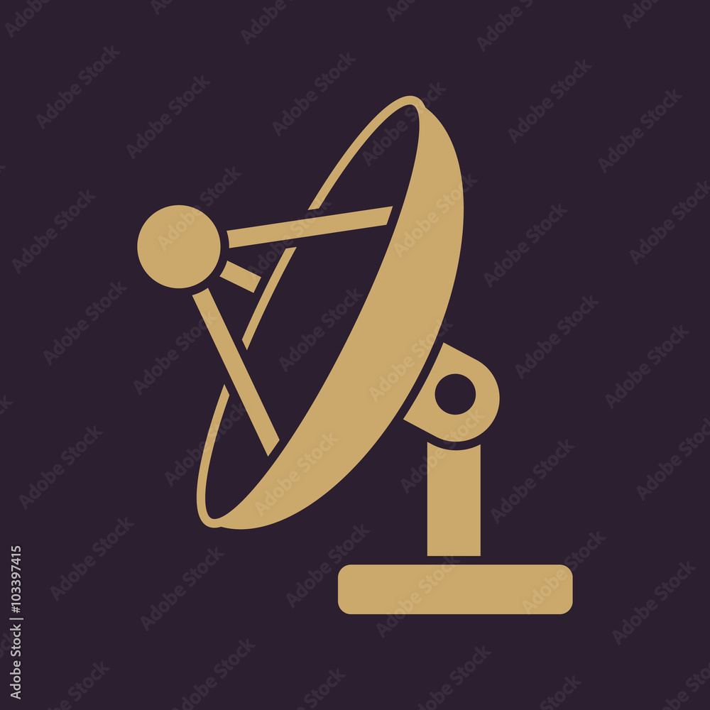The satellite antenna icon. Communicate and broadcast, telecommunications symbol. Flat The satellite antenna icon. Communicate and broadcast, telecommunications symbol. Flat