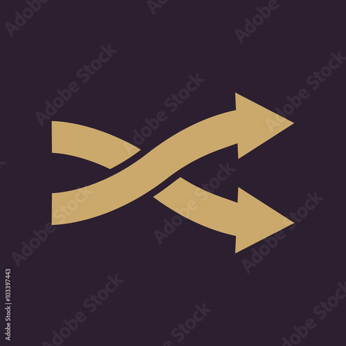The intersecting arrows icon. Exchange and turn, cross symbol. Flat