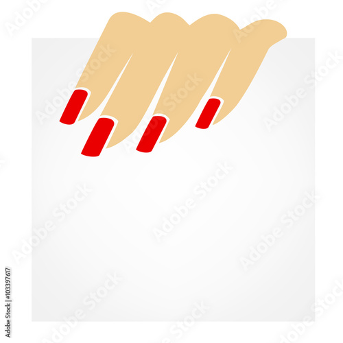 female hand and red manicure symbol. vector illustration.