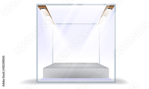 Vector Empty Transparent Glass Box Cube Isolated on White Background