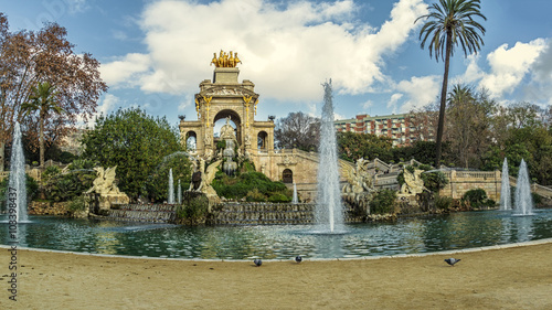 Beautiful fountain at Parc de la Ciutadella on the northeastern