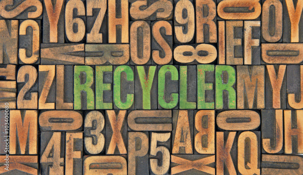 Recycler / caracteres d'imprimerie en bois Recycler / caracteres d'imprimerie en bois